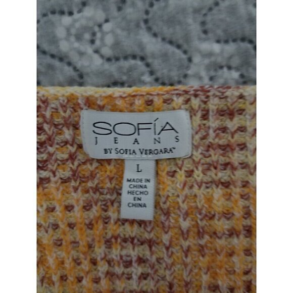 Sofia Vergara Sweater Peach Space Dye Sz Large Balloon Sleeve - Picture 5 of 8